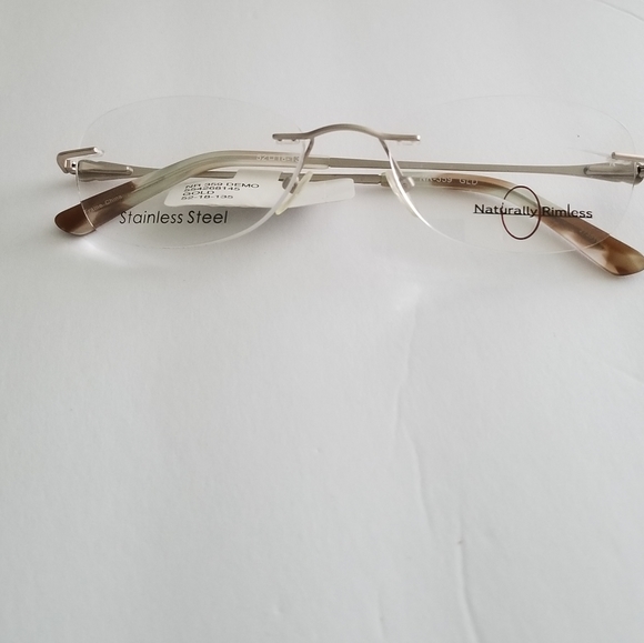 NEW NATURALLY RIMLESS NR 359 Gold 52-18-135 - Picture 2 of 16